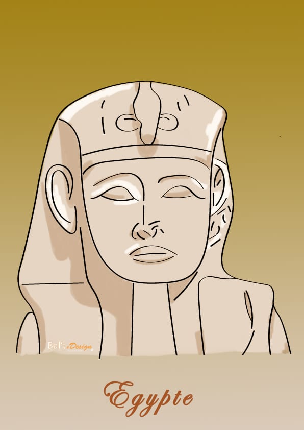 Illustration vectorielle tète de Sphynx réalisée par Bal't Design