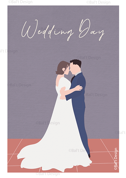 Illustration vectorielle réalisée par Bal't Design. Couple mariage
