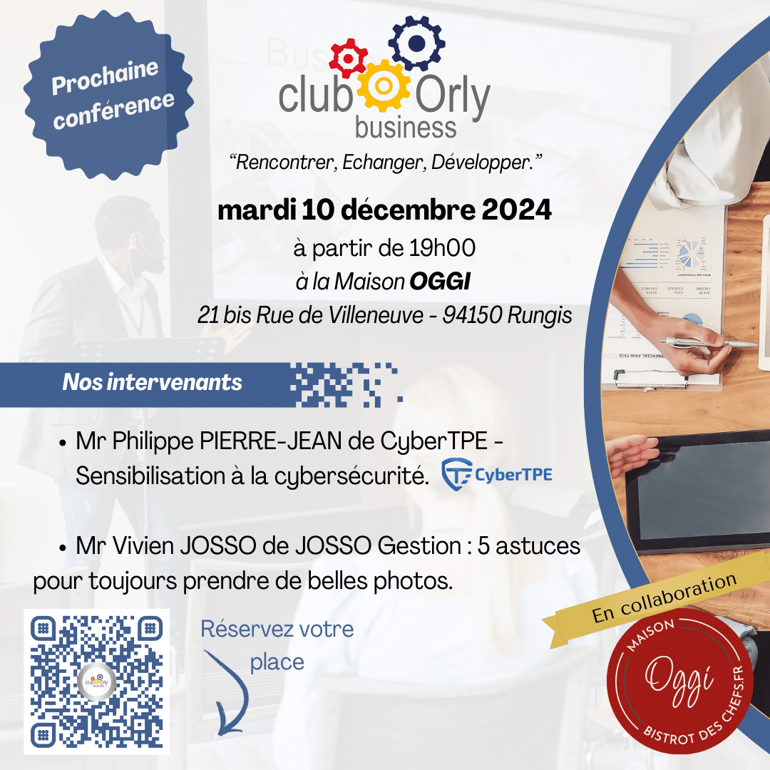 Post Evenements Linekdin, indiquant les informations pratiques pour la conférence du 10.12.24