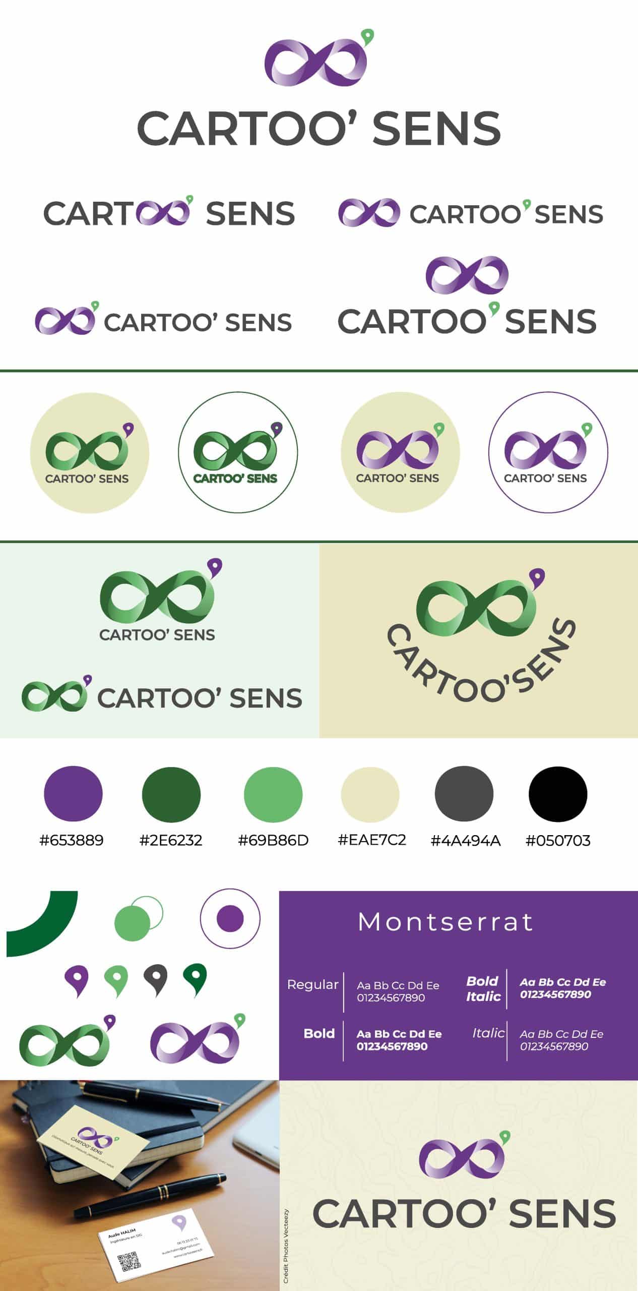 Planche de marque de Sol'Ange Coaching. On y retrouve le logo principal, ses déclinaisons, la typographie, la palette de couleurs et des mises en situation du l'identité visuelle.