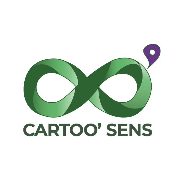Logo Cartoo'sens
Symbole de l'univers de couleur verte dégradé et une puce stylisée de localisation violette.