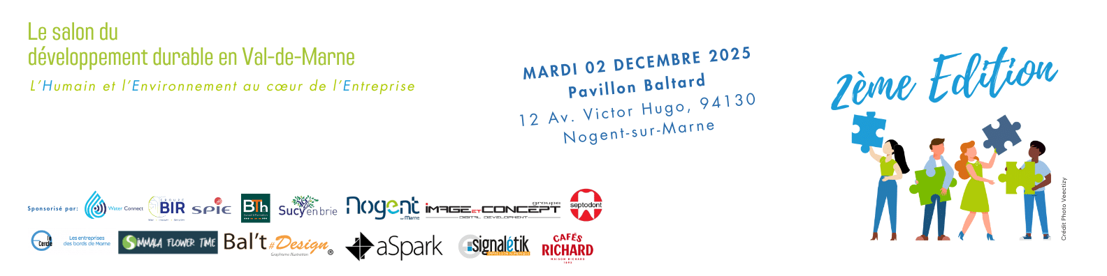 Bannière Linkedin avec les informations pratiques et logos des sponsors.