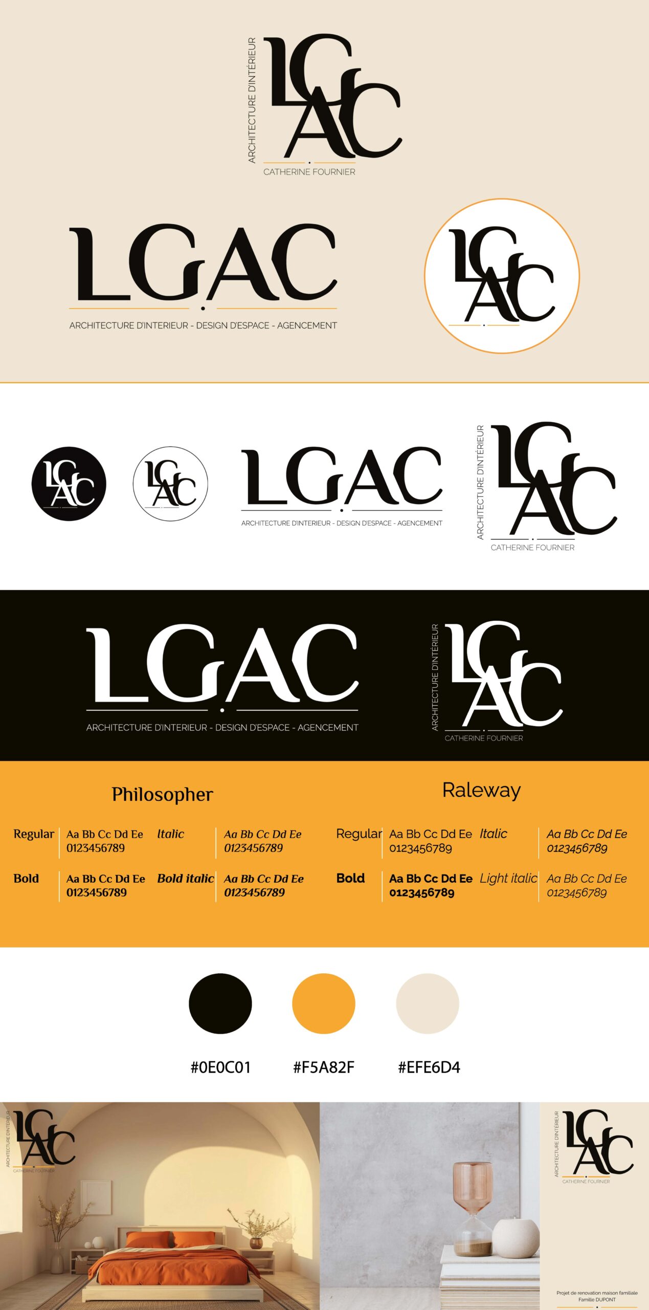 Planche de marque de Sol'Ange Coaching. On y retrouve le logo principal, ses déclinaisons, la typographie, la palette de couleurs et des mises en situation du l'identité visuelle.